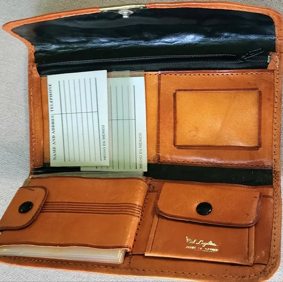 Vintage Piel Legitima.Tooled Sunflower Trifold Lether Wallet.Crafted in Mexico - Picture 3 of 11